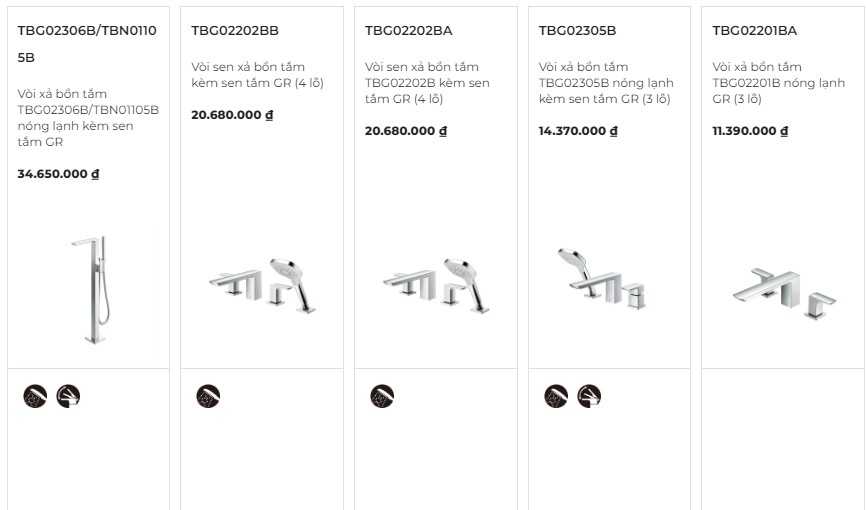 Sản phẩm thuộc bộ sưu tập sen vòi TOTO GR Series