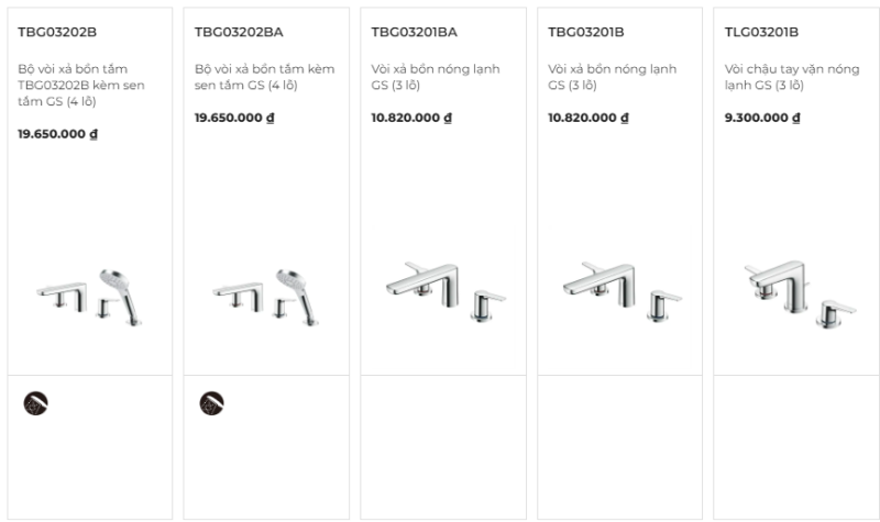 Sản phẩm thuộc bộ sưu tập sen vòi TOTO GS Series