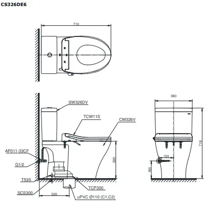 Bồn cầu TOTO CS326DE6-XW
