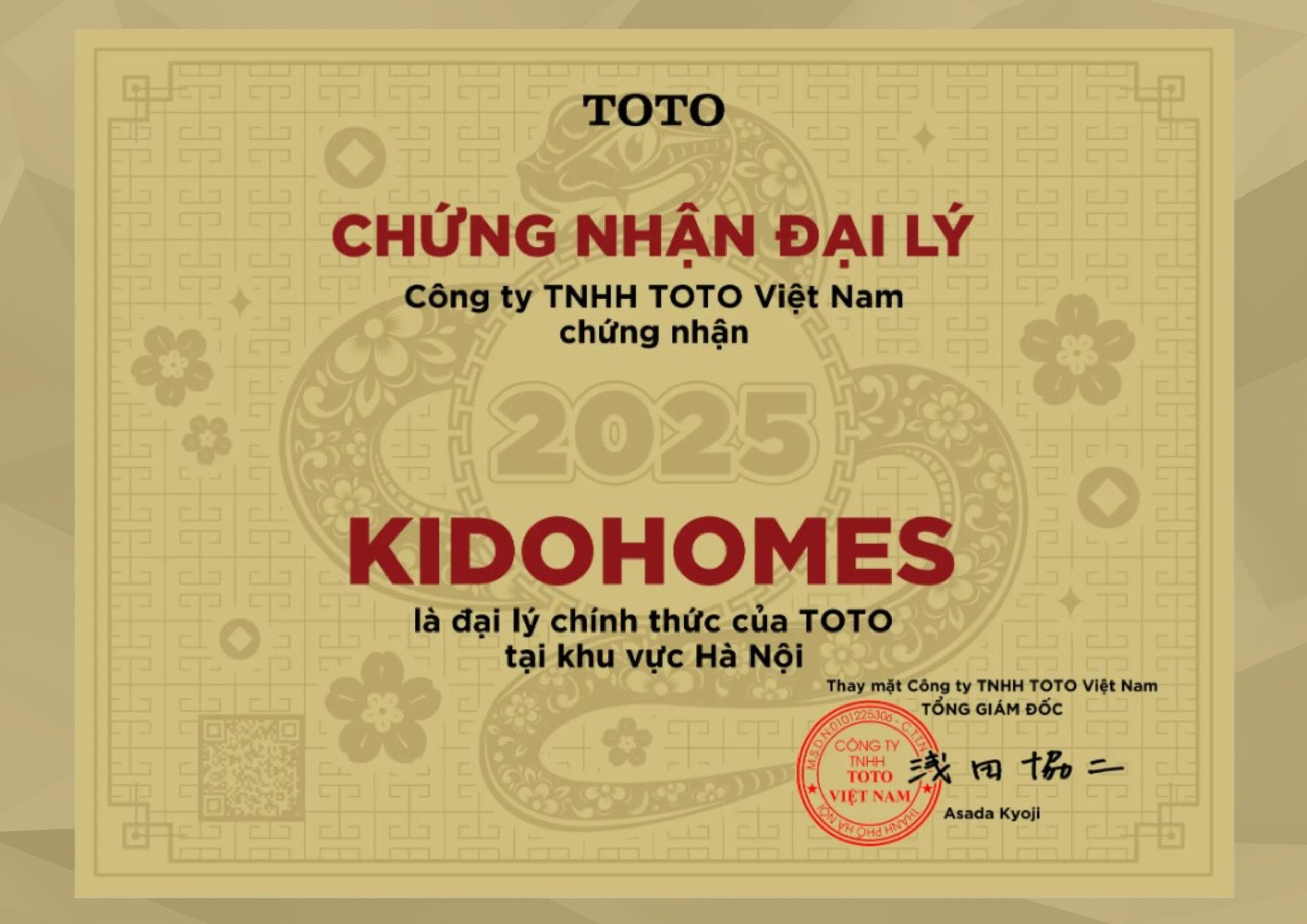 Chứng nhận Đại lý Toto 2025