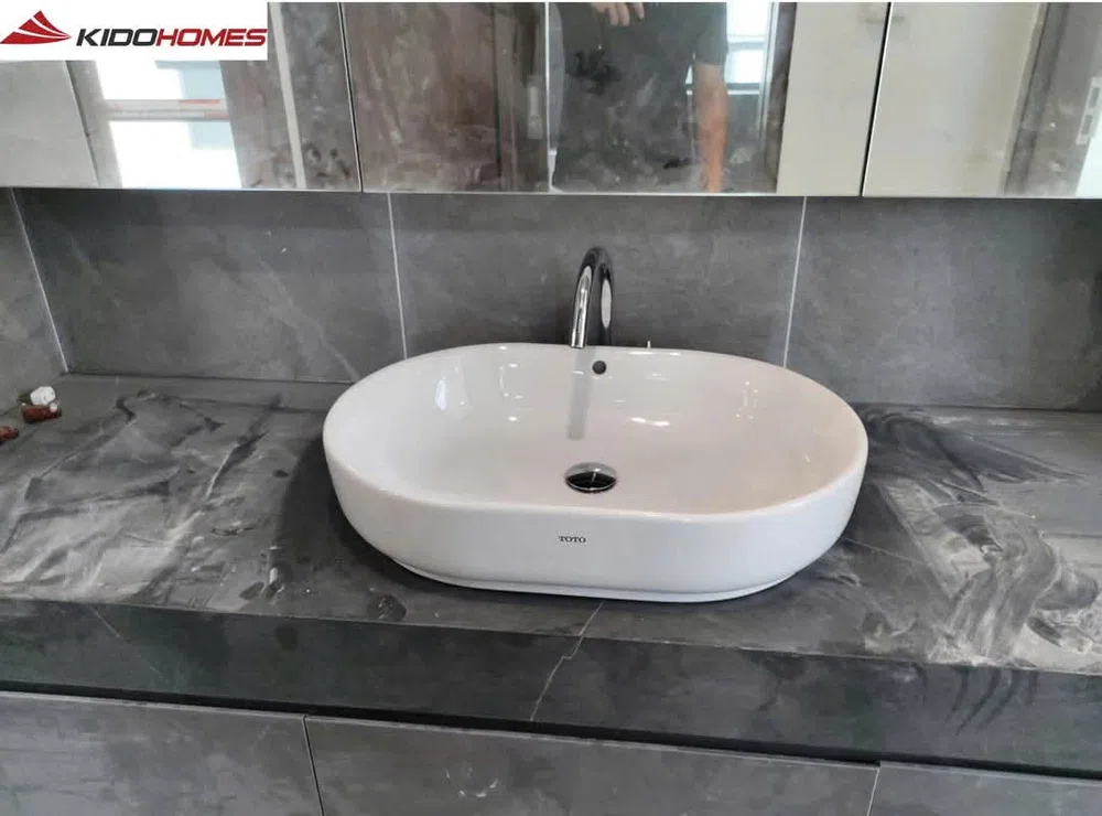 Công trình thi công TOTO: Lắp đặt chậu đặt bàn TOTO cho khách hàng