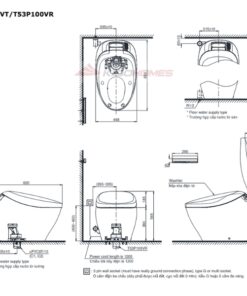 Bản vẽ kỹ thuật của bàn cầu thông minh TOTO NEOREST NX CS902VT/T53P100VR