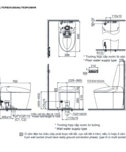 Bản vẽ kỹ thuật bàn cầu thông minh TOTO NEOREST RS CS921VT/TCF83410GAA/T53P100VR