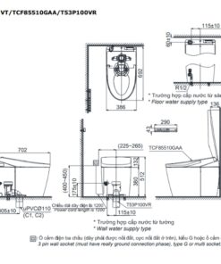 Bản vẽ kỹ thuật bàn cầu thông minh TOTO NEOREST AS CS921VT/TCF85510GAA/T53P100VR
