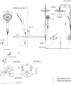 Bản vẽ kỹ thuật bộ sen tắm TOTO DM907CS/TBS02302V/TBW07009A