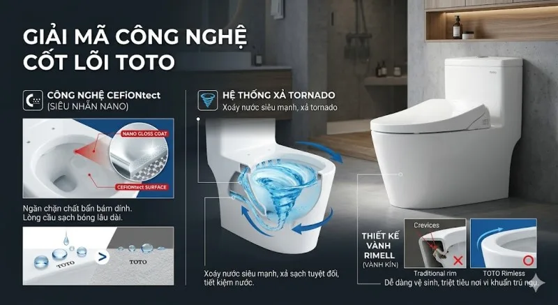 Công nghệ cốt lõi tạo nên đẳng cấp của bồn cầu TOTO
