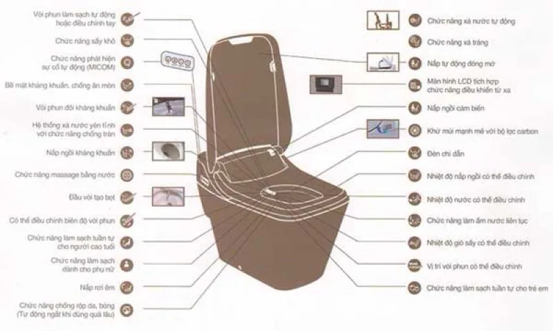 Hướng dẫn sử dụng bồn cầu điện tử thông minh TOTO: các chức năng của bồn cầu