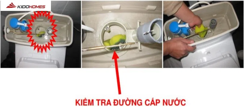 Khắc phục bồn cầu TOTO xả nước yếu - kiểm tra đường cấp nước