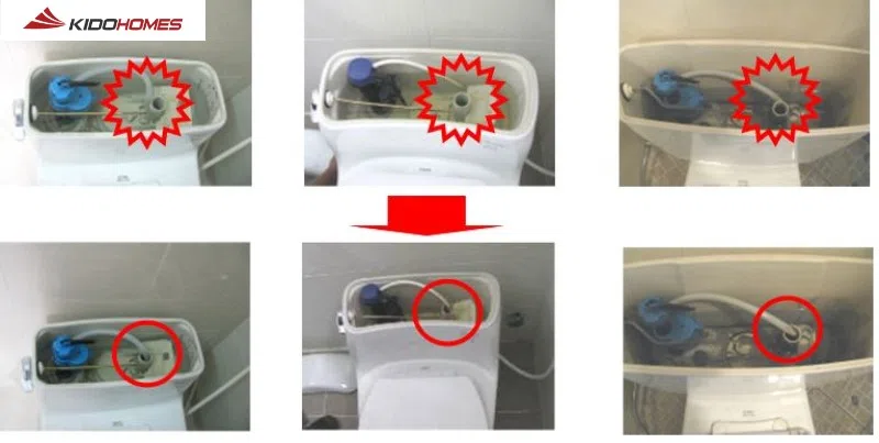 Khắc phục bồn cầu TOTO xả nước yếu - kiểm tra ống hồi nước