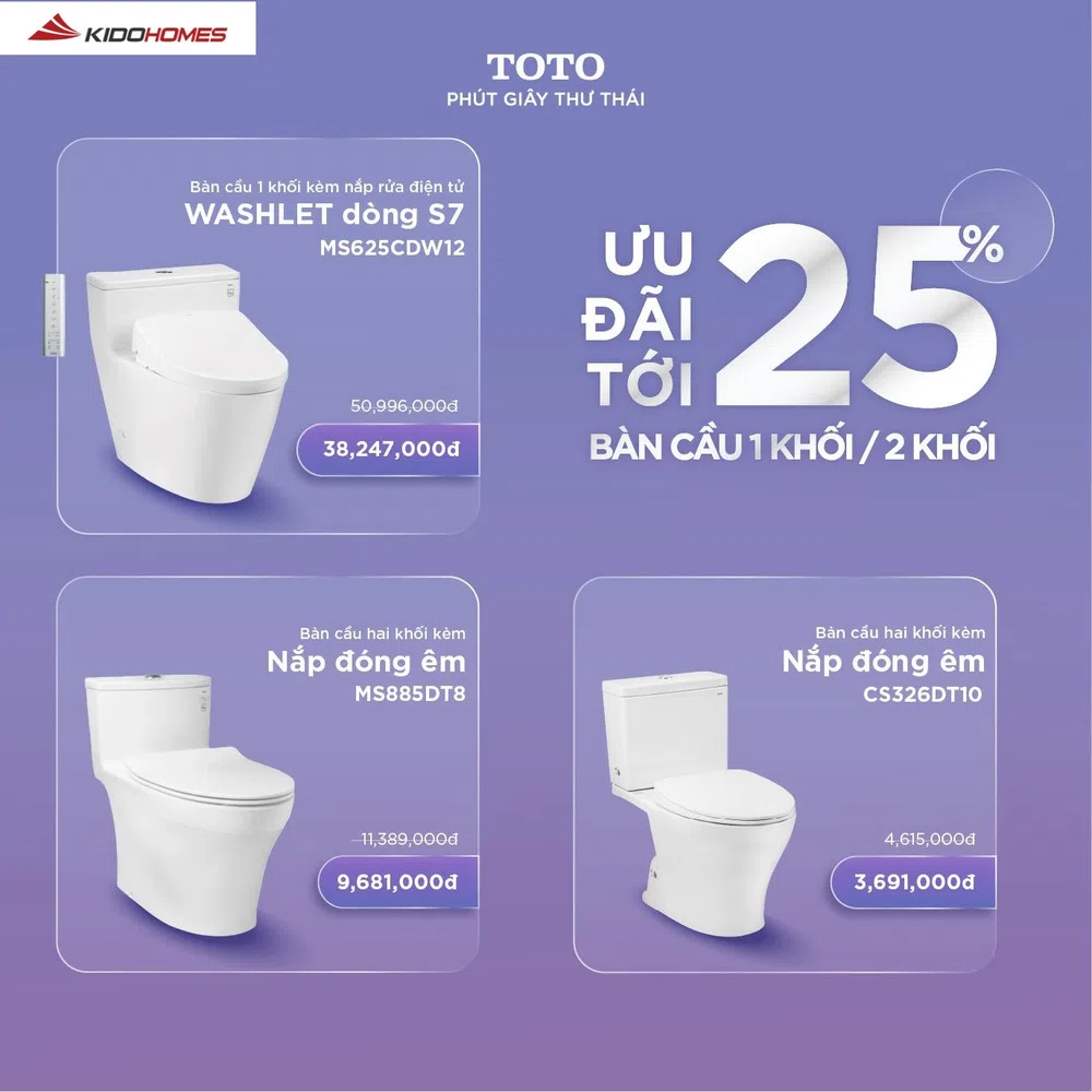 TOTO khuyến mãi 2023 bồn cầu kết hợp nắp rửa điện tử đến 25%