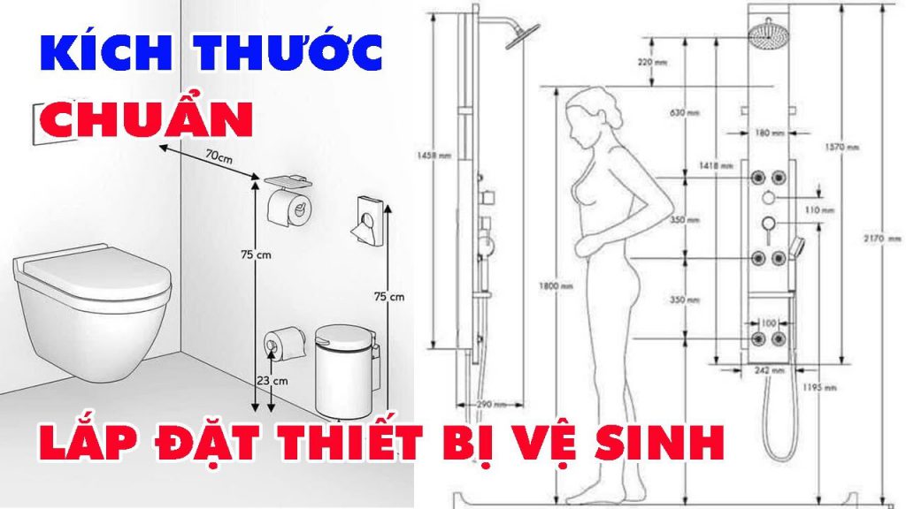Kích thước tiêu chuẩn lắp đặt thiết bị vệ sinh