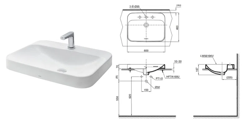 Kích Thước Bàn Đá Chậu Rửa Mặt
