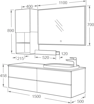 Kích Thước Tủ Lavabo Treo Tường