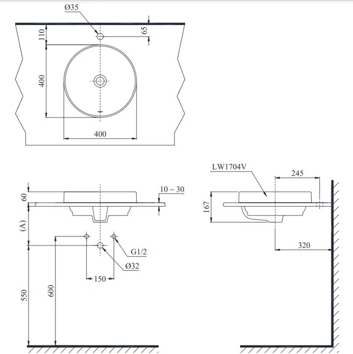 Lavabo để bàn đá cao cấp L1704