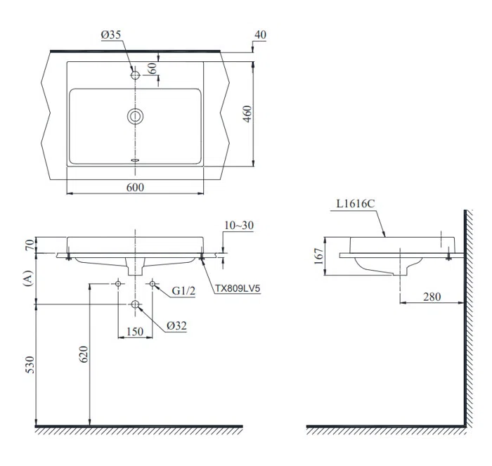 Chậu rửa lavabo đặt trên bàn L1616C