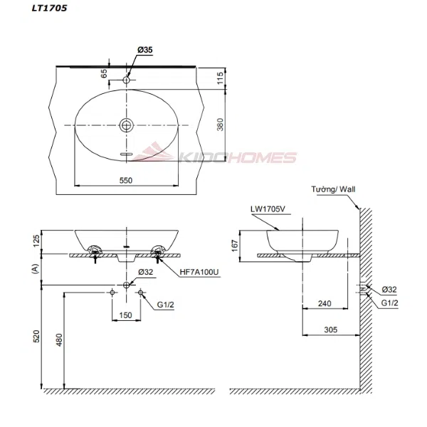 Chậu lavabo đặt bàn TOTO LT1705#MGR