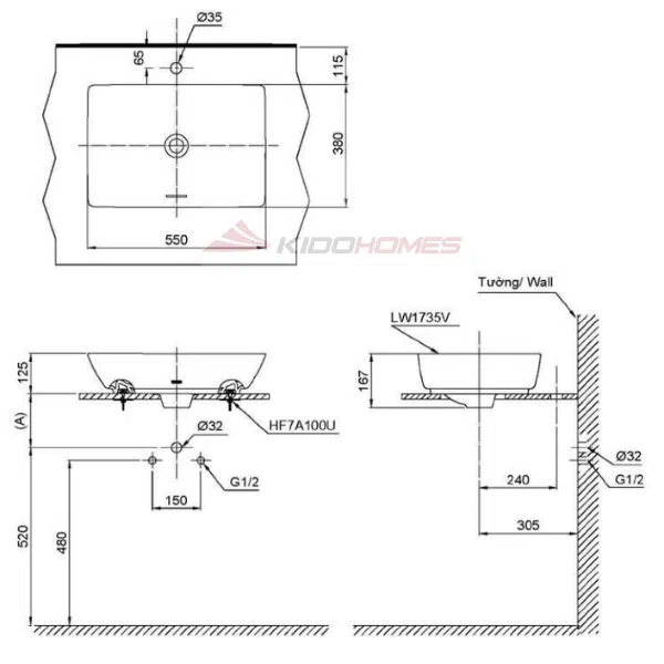 Chậu lavabo đặt bàn TOTO LT1735#MBE