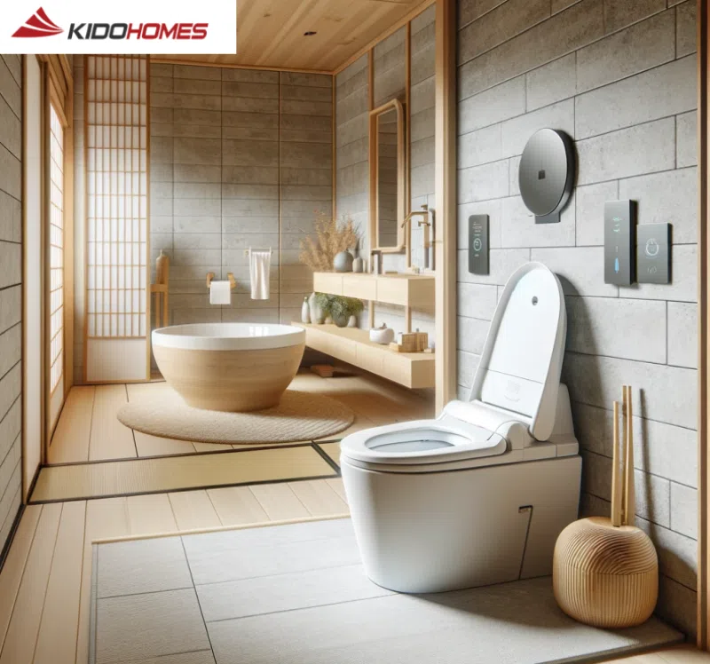 Phòng tắm kiểu Nhật đa số có bồn cầu nắp rửa thông minh