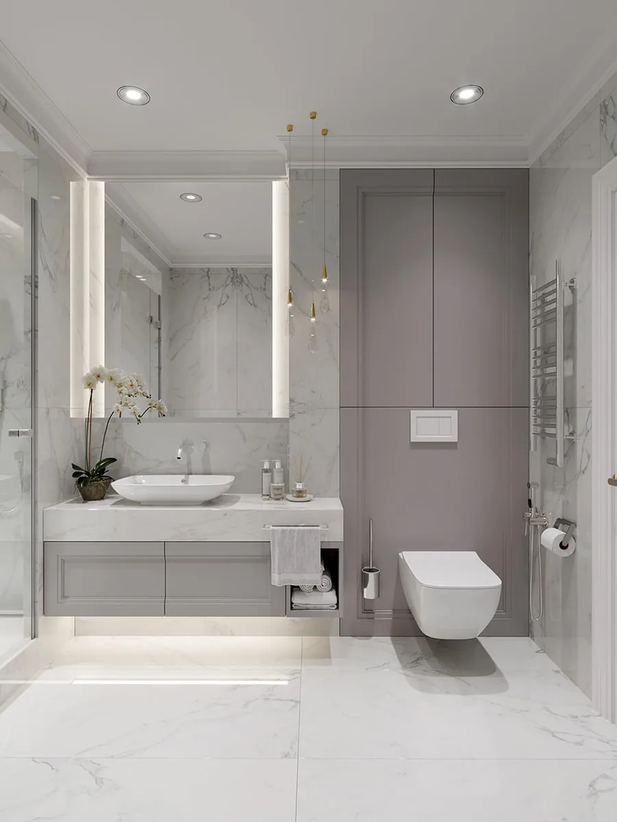 Phòng tắm màu sáng hiện đại