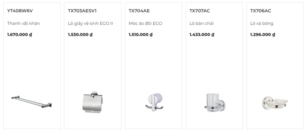 Sản phẩm thuộc bộ phụ kiện phòng tắm Curio TOTO