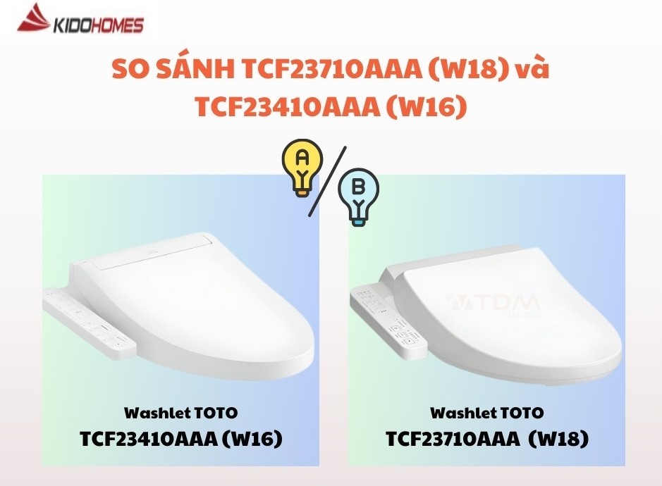 So sánh washlet TOTO TCF23710AAA (W18) và TCF23410AAA (W16)