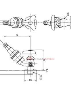 Bản vẽ kỹ thuật của vòi lạnh TOTO T28UNH13