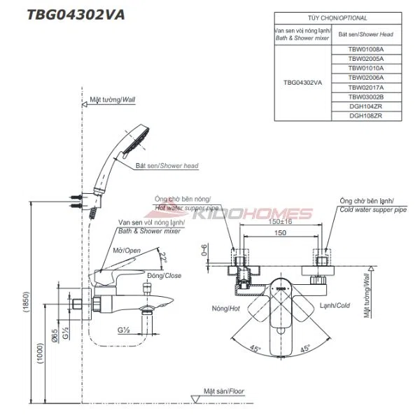 Bộ trộn nóng lạnh TOTO TBG04302VA (TBG04302VA)
