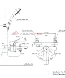 Bản vẽ kỹ thuật bộ sen tắm TOTO TBG07302VA/TBW01035V