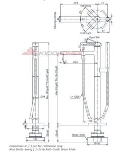 Bản vẽ kỹ thuật của vòi xả bồn tắm đặt sàn TOTO TBG13306A/TBN01105B