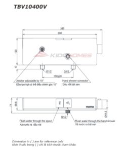Bản vẽ kỹ thuật của sen tắm nhiệt độ TOTO TBV10400V