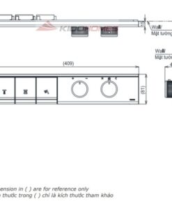 Bản vẽ kỹ thuật bảng điều khiển sen âm 3 đường nước TOTO TBV11130A/TBN11DC0A