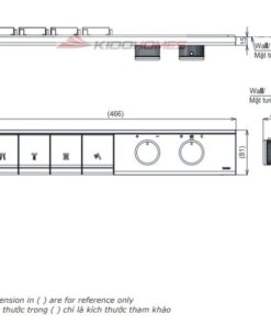 Bản vẽ kỹ thuật bảng điều khiển sen âm 4 đường nước TOTO TBV11140A/TBN11FC0A