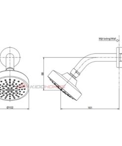 Bản vẽ kỹ thuật của bát sen gắn tường tbw01012b