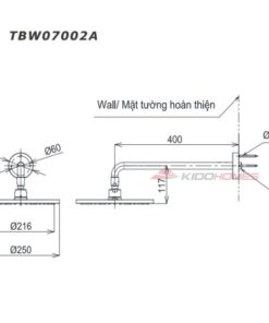 Bản vẽ kỹ thuật bát sen gắn tường TOTO TBW07002A 