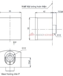 Bản vẽ kỹ thuật cút nối tường TOTO TBW08009A