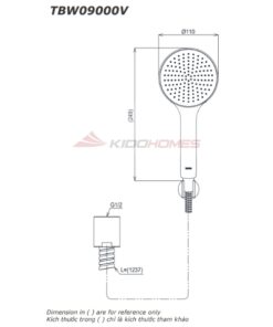 Bản vẽ kỹ thuật của bát sen cầm tay TOTO TBW09000V
