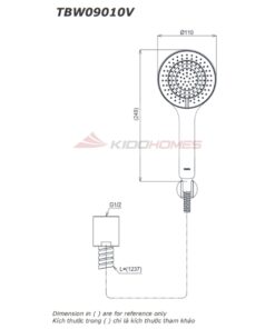 Bản vẽ kỹ thuật của bát sen cầm tay TOTO TBW09010V