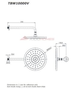 Bản vẽ kỹ thuật của bát sen gắn tường TOTO TBW10000V