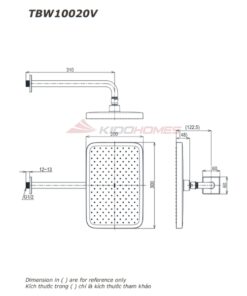 Bản vẽ kỹ thuật của bát sen gắn tường TOTO TBW10020V