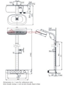 Bản vẽ kỹ thuật sen cây nhiệt độ TOTO TBW14UD0A dòng G
