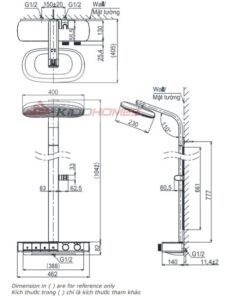 Bản vẽ kỹ thuật sen cây nhiệt độ TOTO TBW14WC0A – Dòng G