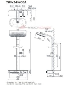 Bản vẽ kỹ thuật Sen cây nhiệt độ TOTO dòng G TBW14WC0A