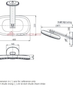 Bản vẽ kỹ thuật của bát sen gắn tường TOTO TBW15AB0A