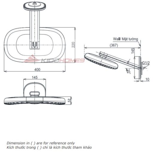 Bản vẽ kỹ thuật của bát sen gắn tường TOTO TBW15AB0A