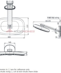 Bản vẽ kỹ thuật bát sen gắn tường TOTO TBW15EB0A/TBN01003A dòng G