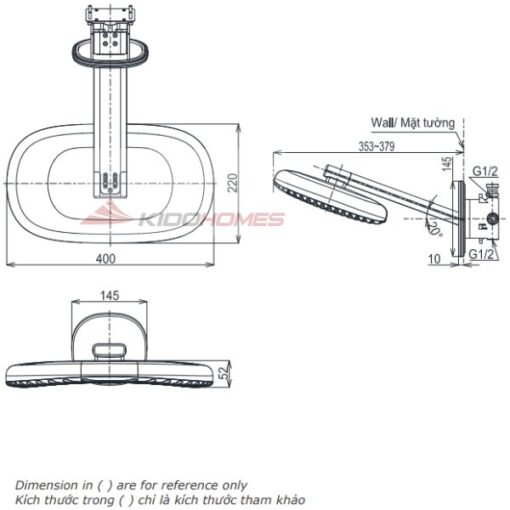 Bản vẽ kỹ thuật bát sen gắn tường TOTO TBW15EB0A/TBN01003A dòng G