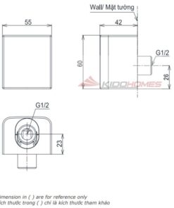 Bản vẽ kỹ thuật gác sen kèm cút nối tường TOTO TBW160N0A – Dòng G
