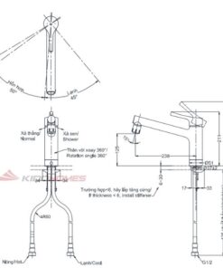 Bản vẽ kỹ thuật của vòi bếp nóng lạnh tks05303j