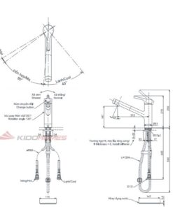 Bản vẽ kỹ thuật của vòi bếp nóng lạnh tks05305ja