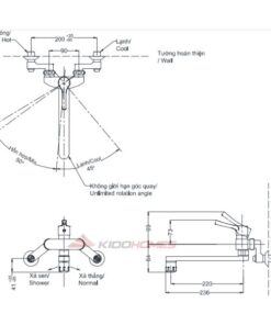 Bản vẽ kỹ thuật vòi bếp gắn tường nóng lạnh tks05316j